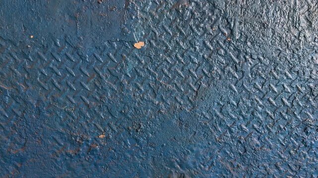 4K Weathered blue painted diamond checkered steel plate texture. ideal for manufacturing designs, engineering projects