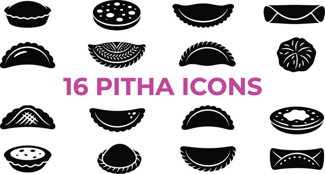 Silhouette pitha icons on white background vector