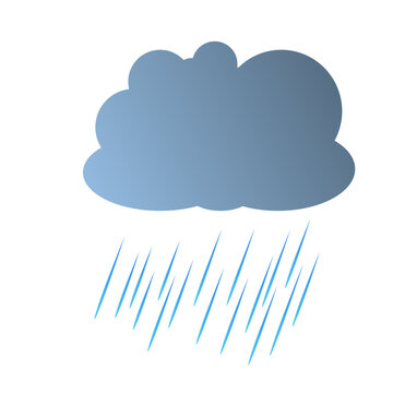 3D rainy cloud icon with falling rain isolated on white background.