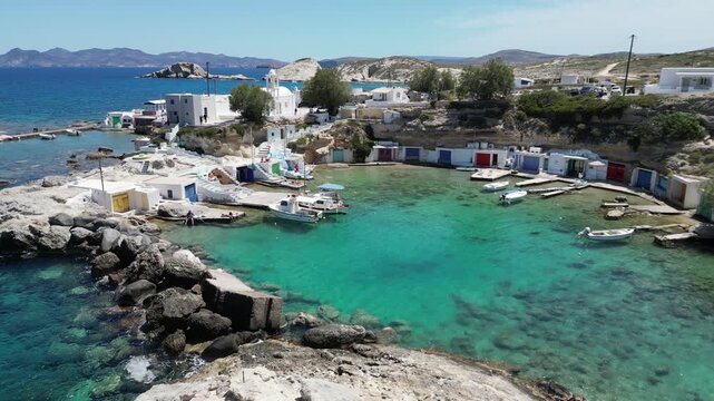 Whitewashed Boathouses of Mandrakia Village, Milos, Greece