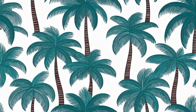seamless pattern palm tree on white
