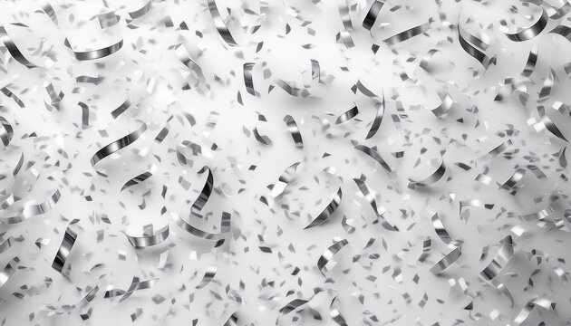 beautiful celebration party seamless pattern with silver falling confetti on white background