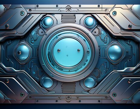 a futuristic metallic panel with a sleek design and water droplets for a sci fi aesthetic