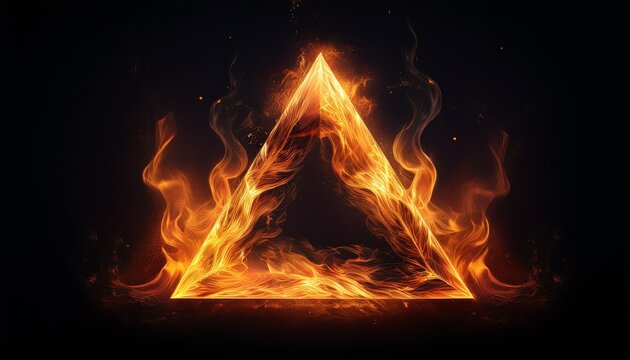 triangle of fire isolated on black background