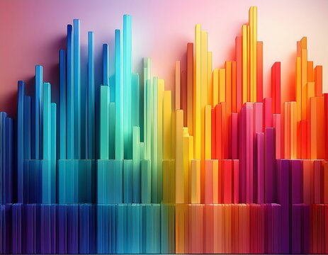 abstract colorful gradient bars arranged in descending order artistic composition