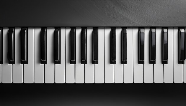 top view of simplified flat monochrome piano keyboard