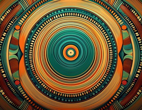 abstract geometric repeating pattern with circular motifs