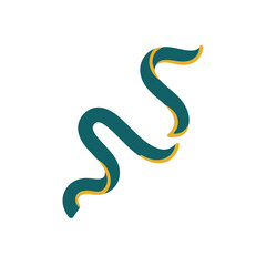 Fototapeta premium Teal and yellow abstract flowing shape isolated on transparent