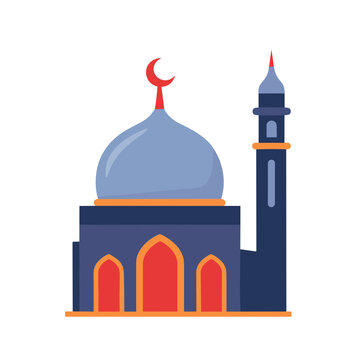 Stylized mosque illustration with dome and minaret