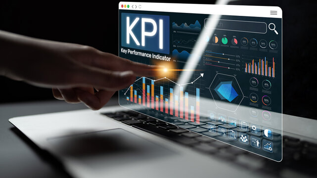 Business analytics dashboard displaying key performance indicators on a modern laptop screen with interactive data visualization and analysis elements Sigmoid