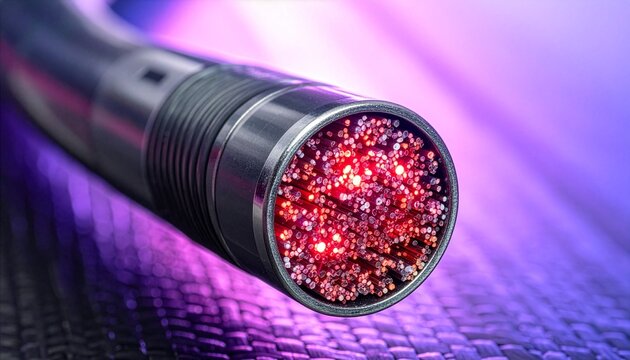 High speed fiber optic cable core with ultra thin erbium doped glass fibers for optical amplification