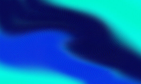 Abstract digital background with a vibrant blue and cyan gradient featuring a fine halftone dot pattern and wavy moire effect