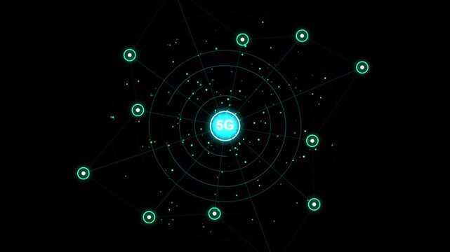 5 g network connectivity digital hud interface abstract background, animation technology