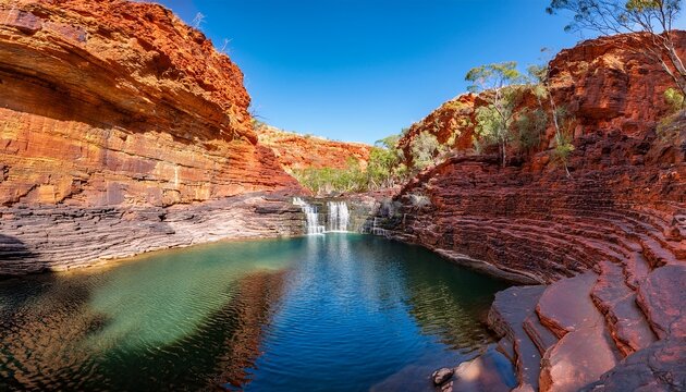 in western australia s karijini national park a pool is situated within hammersley gorge australia pacific