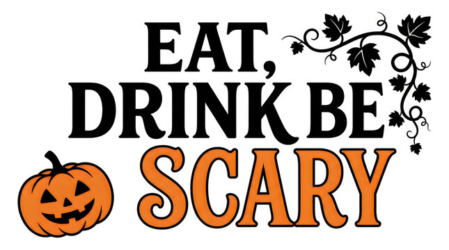 Halloween eat drink be scary text design with jack o lantern