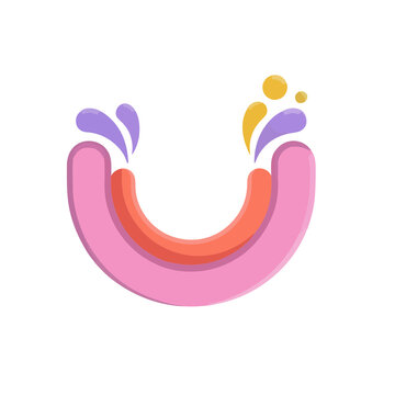 Abstract U-shape with colorful splashes