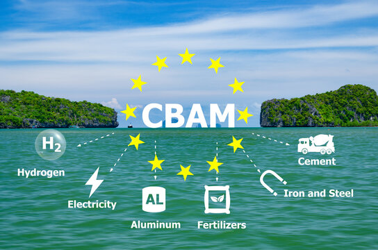 CBAM text and icons on natural background.
