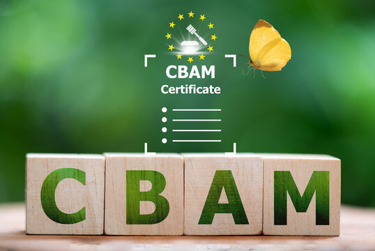 CBAM text on wood and icon on natural background.