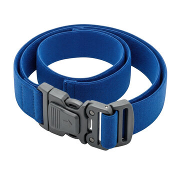 Blue nylon strap with plastic buckle isolated on transparent background