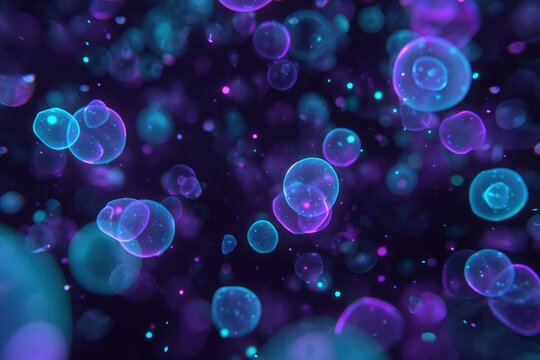 Bioluminescent Spores and Neon Particles Seamless Futuristic Pattern