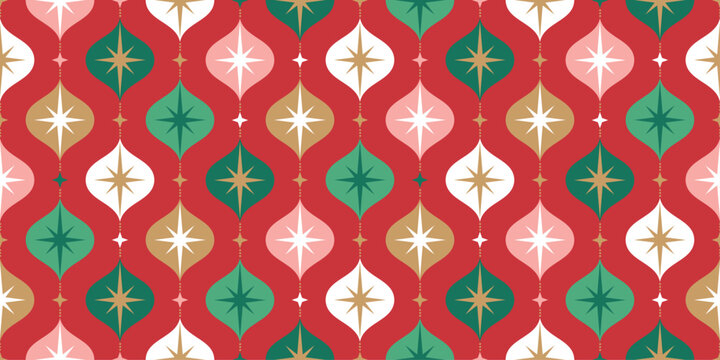 Christmas Baubles Retro Vintage Seamless Pattern
