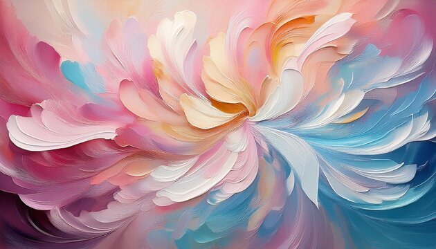abstract background with a swirl of thick painted brushstrokes resembling lush pastel flower petals generative ai