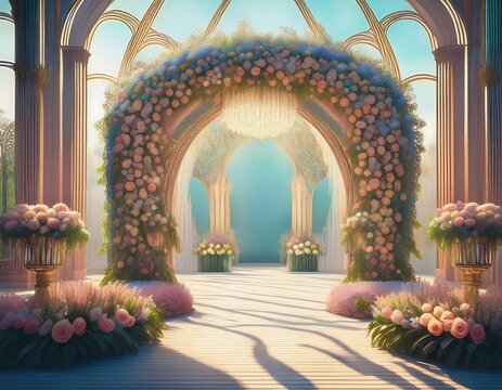 decorative floral pattern interior for wedding ceremony arch flower