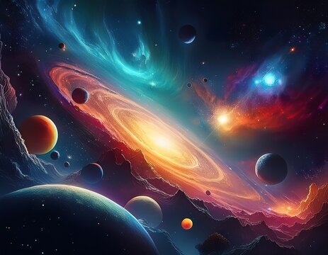 universe galaxy space background nebula planets starts suns and planets colorful wallpaper science astronomy telescope view