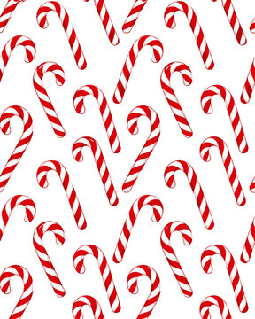 Christmas candy cane repeating pattern on transparent background