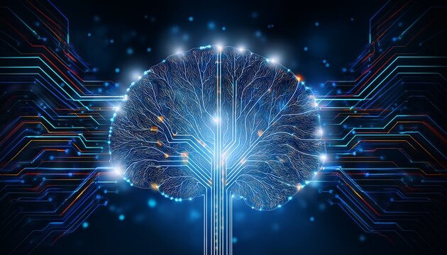 abstract glowing neural network diagram representing artificial intelligence machine learning and deep tree algorithm technology