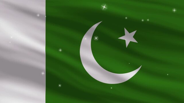 Pakistani flag displays a white crescent and star emblem.