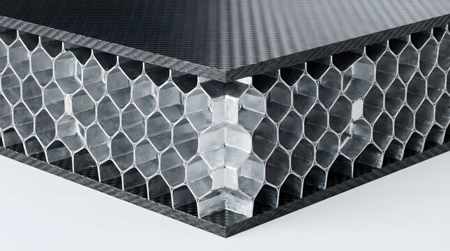 Hexagonal honeycomb sandwich panel with black frame edge for aerospace engineering