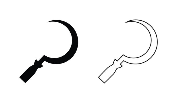Farm sickle vector icon glyph and outline illustration