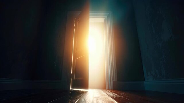 Glowing Light Streaming Through a Partially Open Door