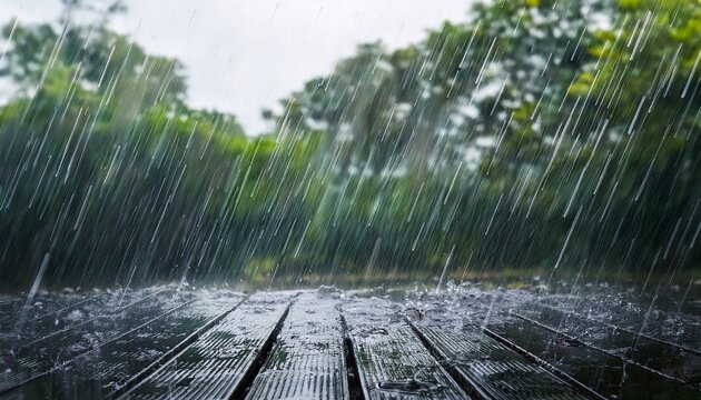 an intense striking downpour of rain with dynamic motion and clarity