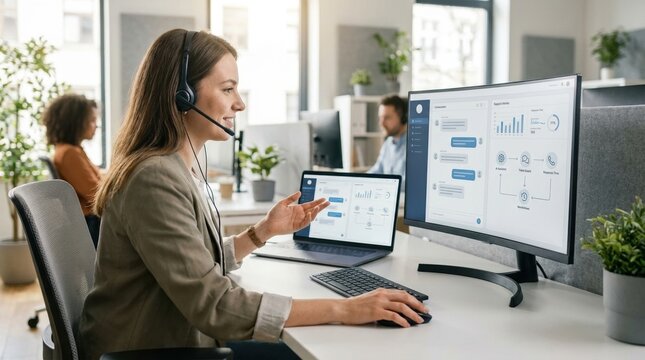 Customer service team using AI assistant for support operations