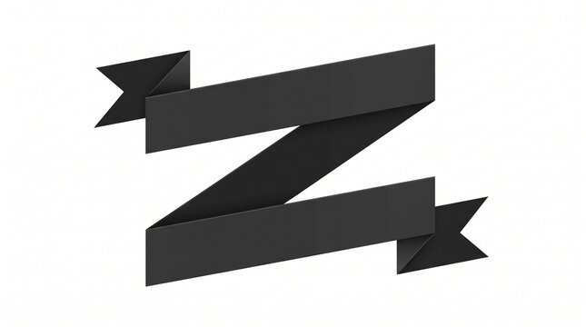 Black Zig-Zag Ribbon Banner | Folded Swallowtail Label Vector