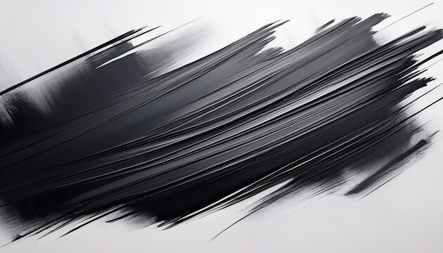 dark grey textured brush stroke with parallel lines on white background abstract black