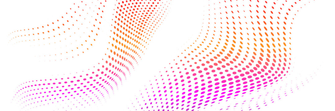 Colorful flowing halftone wave pattern vector illustration for abstract background, modern technology design, poster, banner, branding and digital art