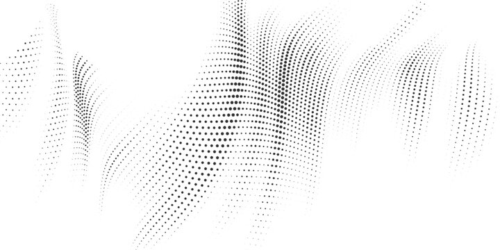 Black abstract halftone wave pattern vector illustration for modern background, dynamic texture, technology design, poster, banner and digital artwork