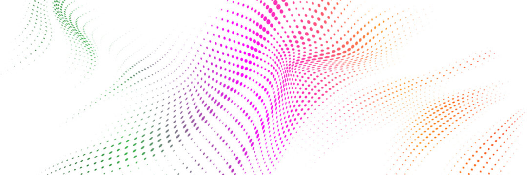 Colorful abstract halftone wave pattern vector illustration for modern background, vibrant technology design, poster, banner, branding and digital art