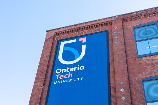 Oshawa, Ontario, Canada - September 26, 2026: Ontario Tech University (officially the University of Ontario Institute of Technology) logo sign on the building in Oshawa, Ontario, Canada. Ontario Tech 