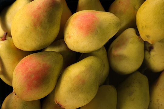 ripe pears in a market