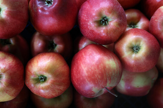 red apples in a market