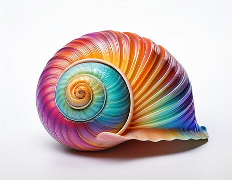 colorful spiral shell isolated on white background
