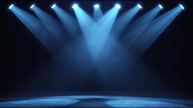 Blue Stage Spotlight Background with Cinematic Lighting