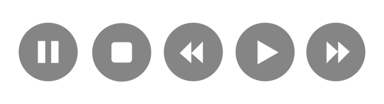 Media Player Control Button Icon Set Vector Illustration for Video Audio Playback Navigation