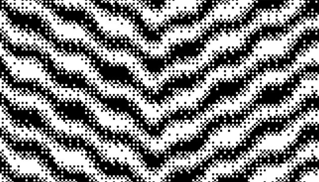 Black and white abstract geometric pattern with smooth transition halftone pixel effect for sporty and modern background element. Vector format illustration. Eps10 