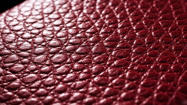 Close up view of luxury red leather texture with pattern for backdrop and background with smooth focus and texture