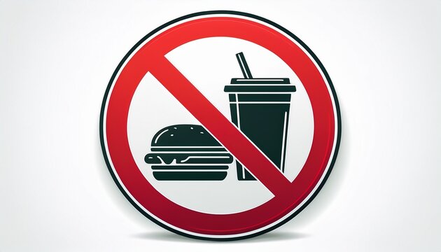 no food or drink allowed red prohibition warning sign on white background print ready warning sign for office gym hospital school college industrial site etc place no food and no drink sign